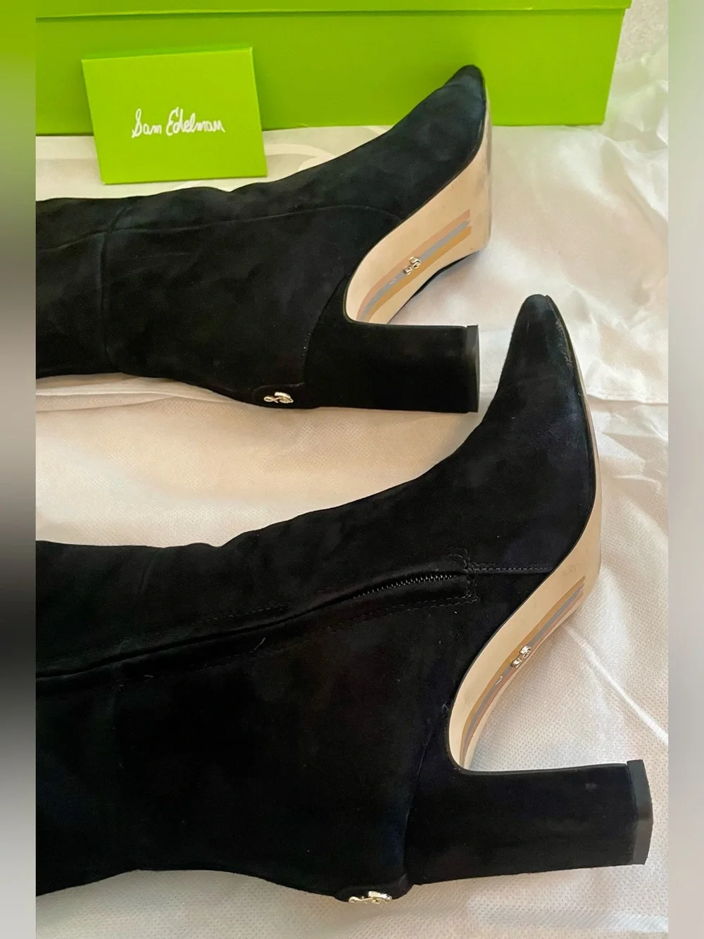 Sam Edelman Sylvia Black Suede Boots Size 7